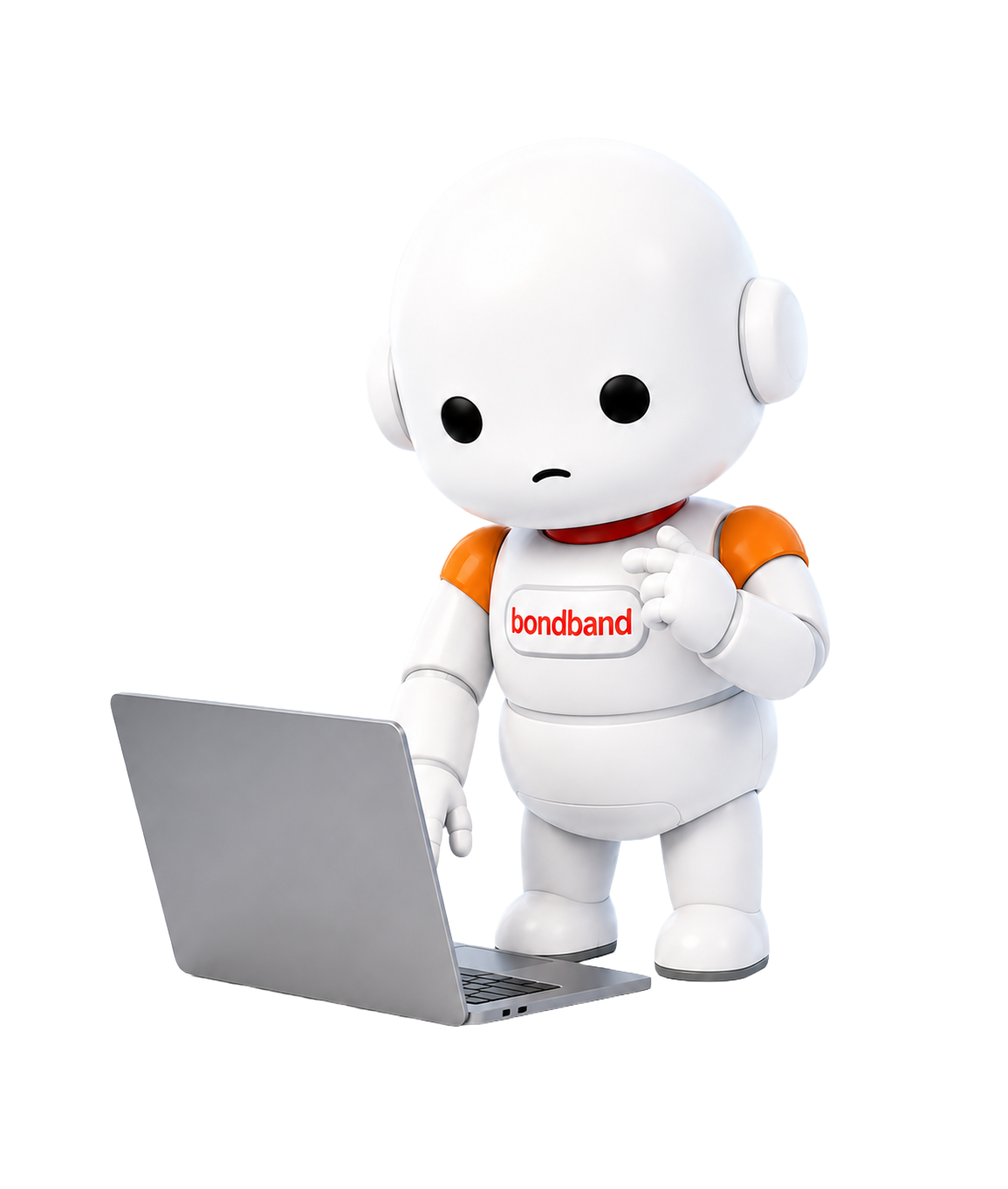 パソコンにデータを打ち込むAIロボット